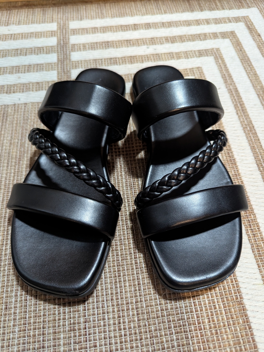 Roxy Black Women's Braided Strap Slide Sandals